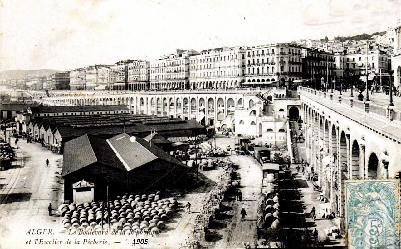 Alger - Boulevard de la Republique et Escaliers Pecherie - 1905.jpg